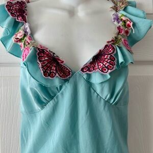 ANTICA SARTORIA Vintage Gown with delicate flowers. Straps X across back.